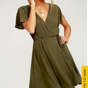 Harbor Point Olive Green Wrap Dress